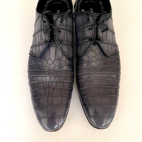 Dolce & Gabbana Blue Crocodile skin leather Oxfords shoes